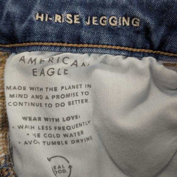 American Eagle Hi Rise Jegging Jeans Womens 10 Blue Denim Stretch 90s Preppy y2k - Picture 7 of 12